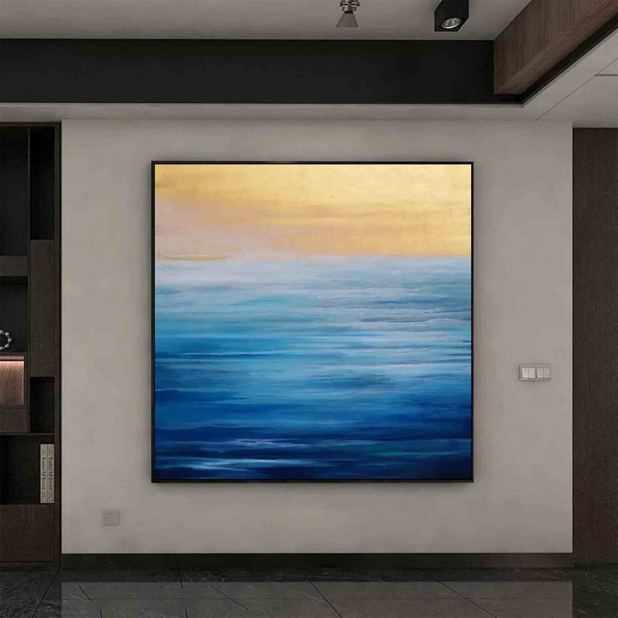 Entryway Original Ocean Sunset Beach Abstract Canvas Wall Art 3YYI4
